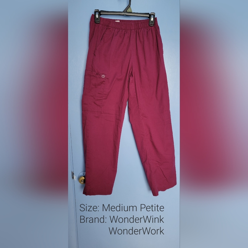 WonderWink WonderWork scrub pants: Medium Petite/Wine
